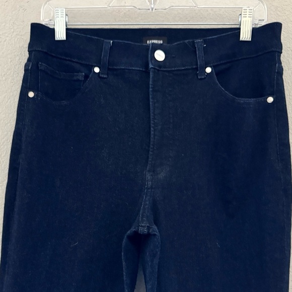 New Express High Rise Boot Cut Jeans Dark Indigo Denim Classic Minimalist 10 - Picture 9 of 13